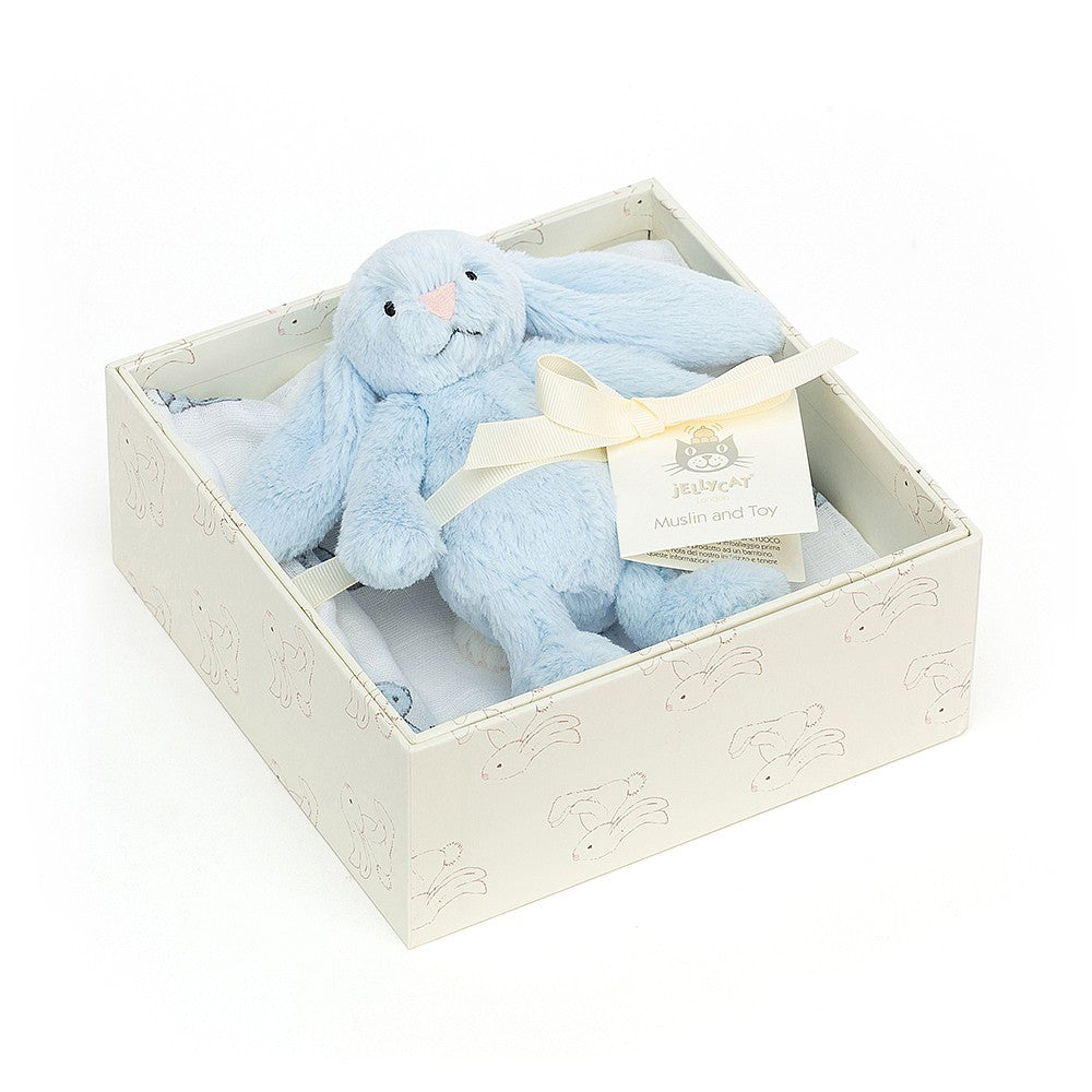 Jellycat Bashful Blue Bunny Gift Set